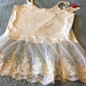 NWT Joyfolie Cream Lace Tank Top